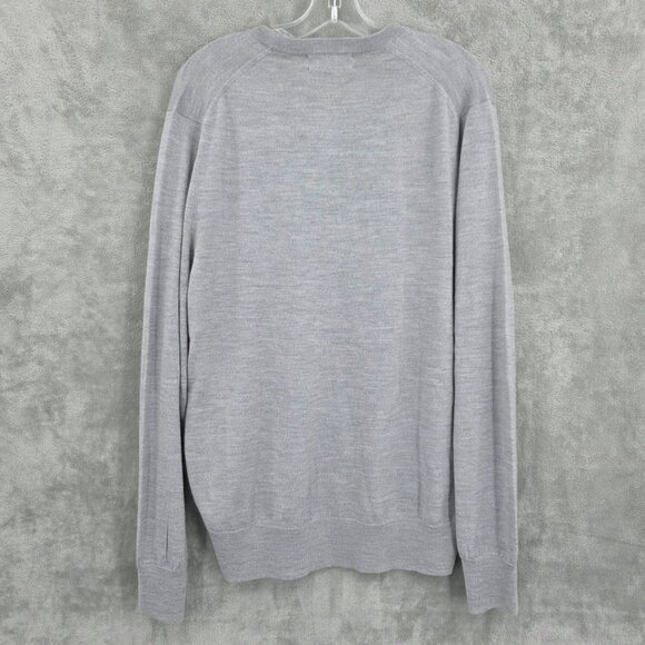 Brooks Brothers V Neck Sweater L Grey Merino Wool Long Sleeve Lightweight New - Picture 8 of 9